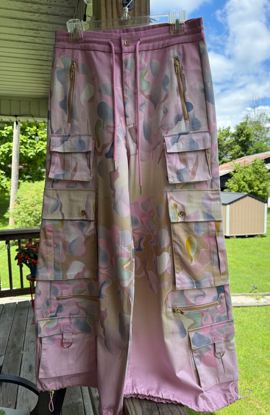 Cynthia Rowley Designer Pink Abstract Dream Cargo Pants XS